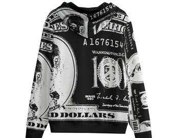 Hoodie Zip up Men Abstract Money American 100 Dollar Bill