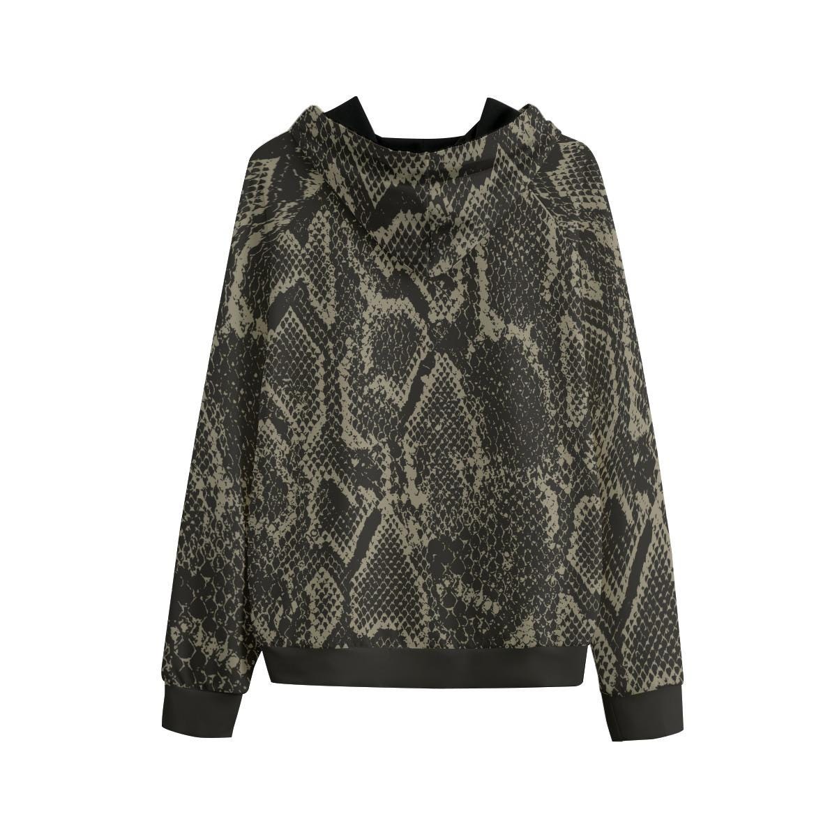 Snake Skin Print Hoodie – Abstract Animal Print Pull Over