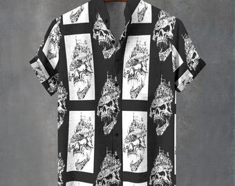 Skull Fire Hawaiian Shirt – Digital Art Summer Party Shirt