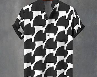 Geometric Cotton Button Down Shirt - Abstract Party Shirt