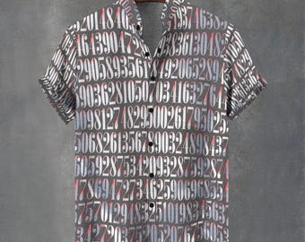 Men's Abstract Numbers Button-Down Shirt - Party Festival Fashion