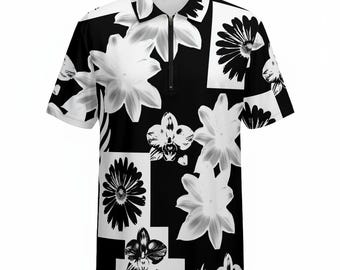 Polo de golf con estampado floral - Diseño hawaiano abstracto