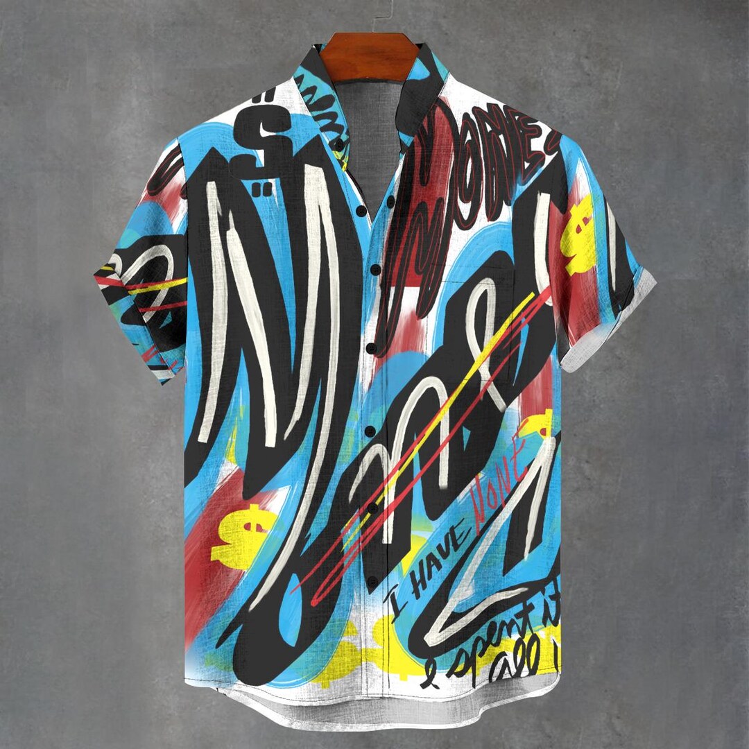 Graffiti Print Button up Shirt – Rave Festival Fashion - Etsy