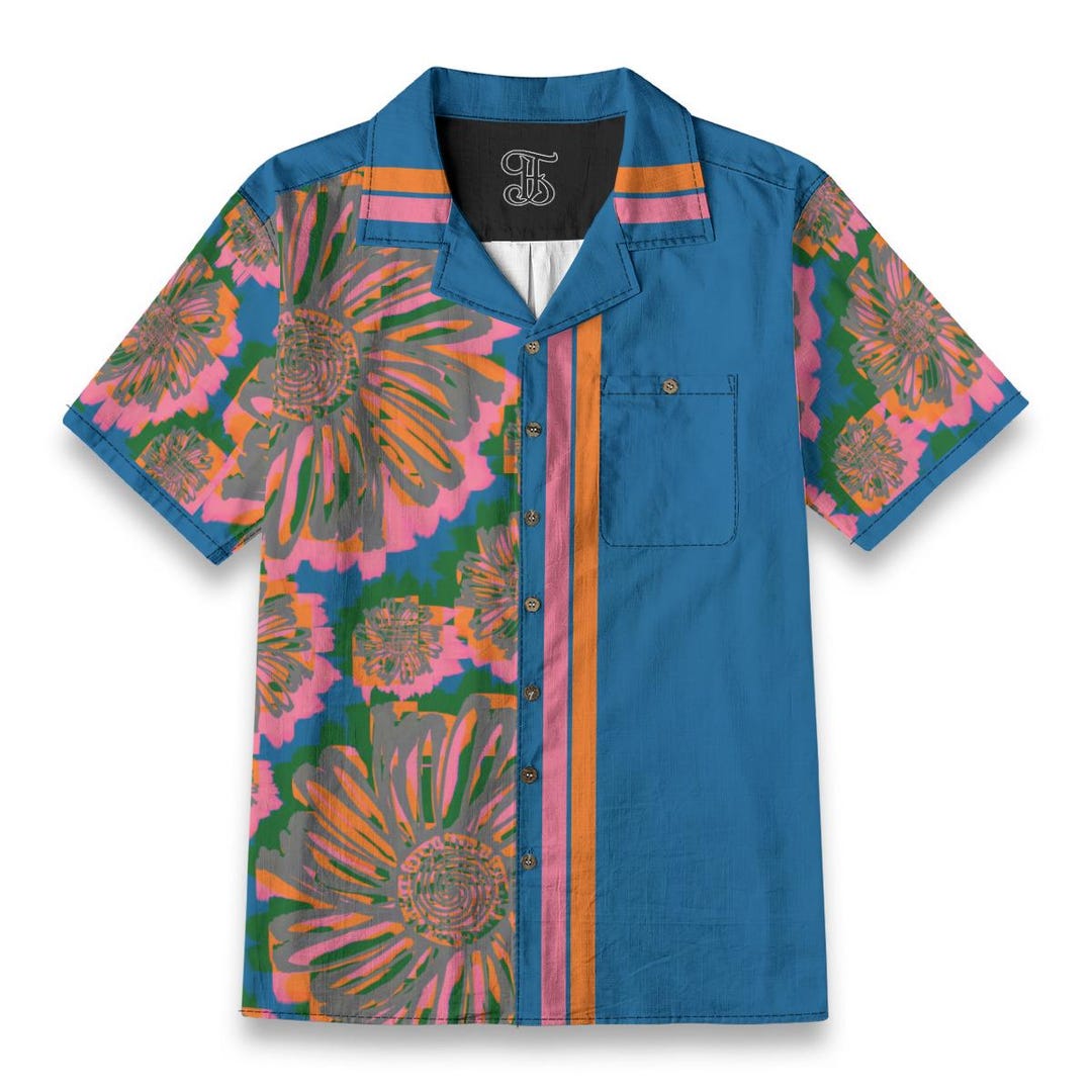 Retro Floral Print Cotton Button-up Shirt – Summer Party Rave - Etsy