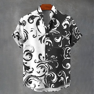 Floral Print Digital Art Party Shirt All Over Flower Print Gift For Him or Her Button Up Mans Button Down Fancy Shirt.