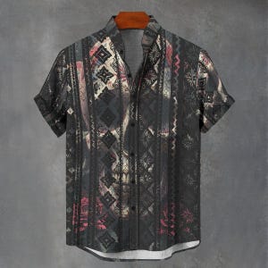 Skull Floral Print Digital Art Party Shirt All Over Skull Print Gift For Him or Her Button Up Shirt Rave Wear Laced