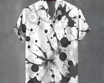Tie Dye Button Up Shirt, Abstract Ink Drip Print