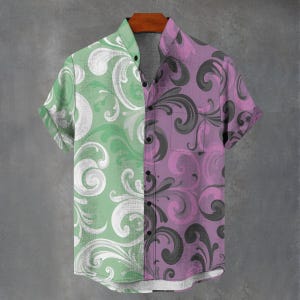 Floral Print Digital Art Party Shirt All Over Flower Print Gift For Him or Her Button Up Mans Button Down Fancy Shirt.
