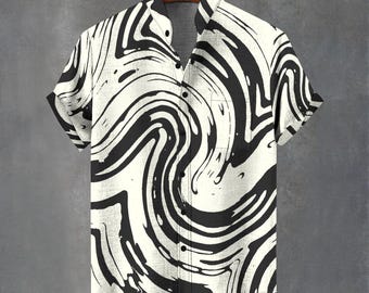 Camisa psicodélica con botones y ondas – Diseño retro rave