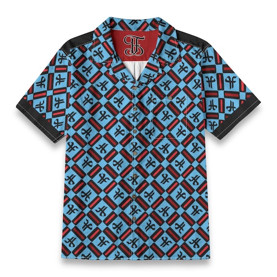 Geometric Camp Shirt, Abstract Graphic Print, Cotton Button-down
