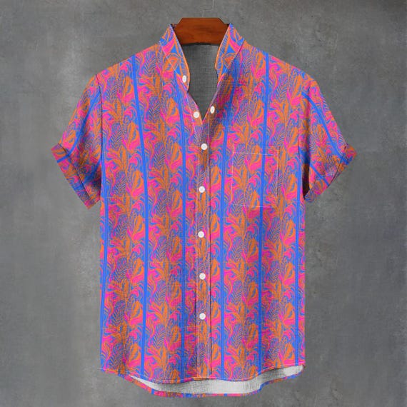 Chemise HUK Homme Motif Kona Botanique XXL - UPF30+, Pêche, Neuve Avec étiquettes