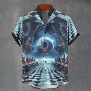 Abstract Psychedelic Alien High Council Grunge Party Shirt All Over Print Gift For Him/ Her Button Up Button Down Shirt For Festival.