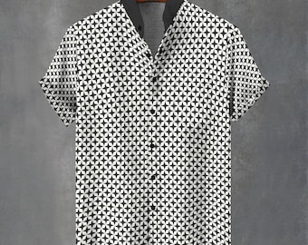 Men's Abstract Floral Button-Down Shirt – Party Festival Vacation