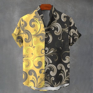 Floral Print Digital Art Party Shirt All Over Flower Print Gift For Him or Her Button Up Mans Button Down Fancy Shirt.