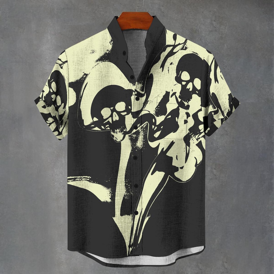 Men's Skull Print Button-down Shirt – Abstract Party Shirt - Etsy