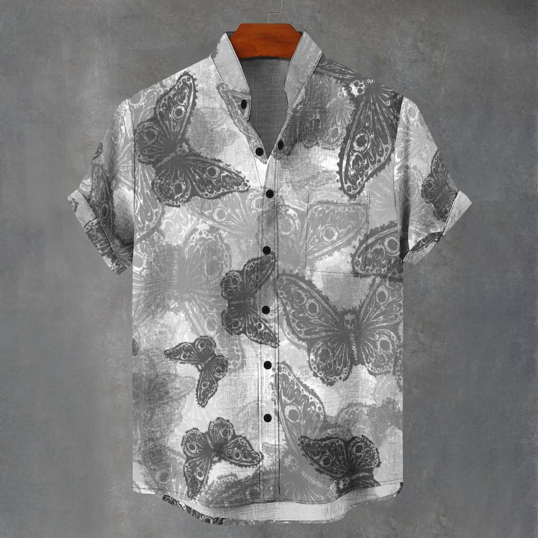 Button Down Designs Butterfly Print Button Down Shirt - Cotton Spandex Blend, Party Shirt ...