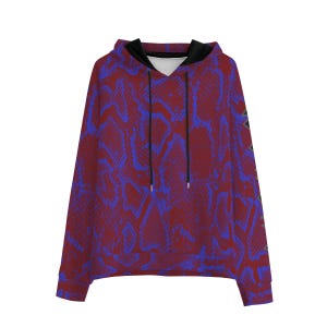 Hoodie met python-slangenleerprint – sweater met abstracte dierenprint, zwarte voering.