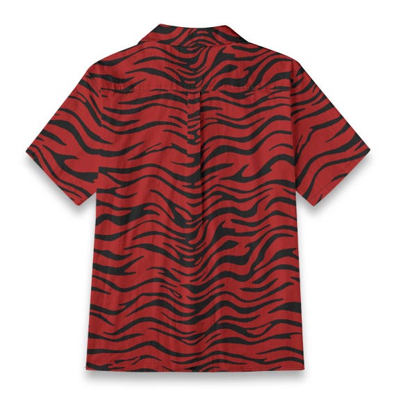 Tiger Stripe Cotton Button-up Shirt – Abstract Animal Print