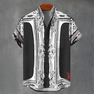 Floral Print Digital Art Party Shirt All Over Flower Print Gift For Him or Her Button Up Mans Button Down Fancy Shirt. &quot;XO&quot; Custom Design.