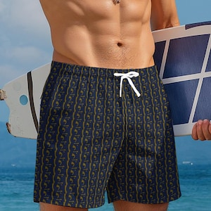 Abstract Modern Tiled Print Summer Shorts With Mesh liner And Pockets
