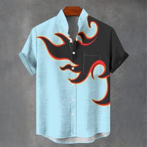 Summer Party Shirt Flames All Over Print Button Up Gift For Him or Her