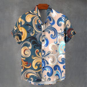Floral Print Digital Art Party Shirt All Over Flower Print Gift For Him or Her Button Up Mans Button Down Fancy Shirt.