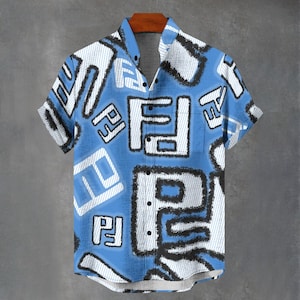 Party Favours Shirt Co Big Print Mandela Spiral Geometric Print Mens Button Down Shirt Gift Idea For Summer festival and Party
