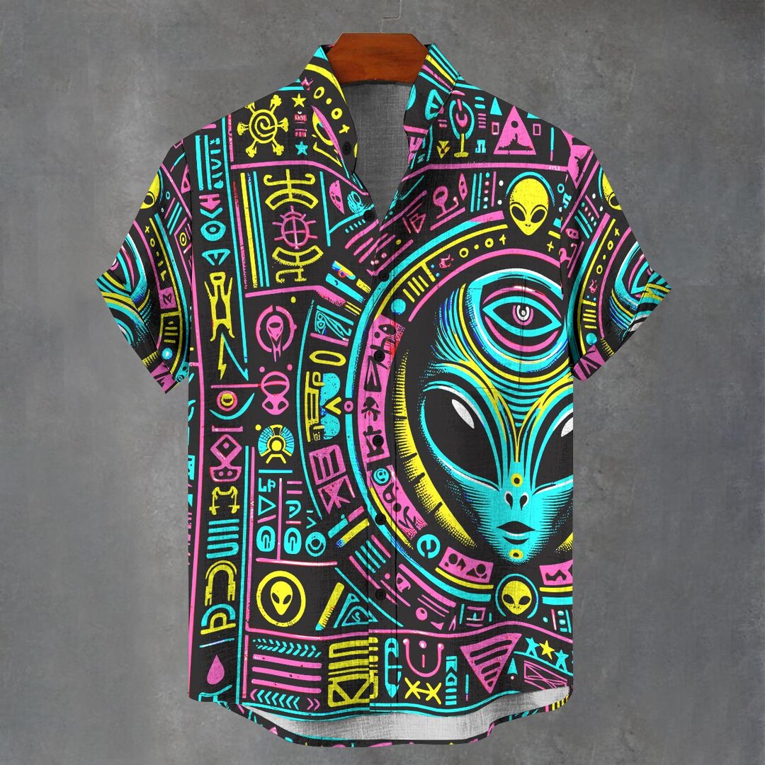 Retro Alien Hawaiian Shirt - Men's Party Button Down - Etsy