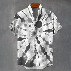 Tie Dye Shirt Mens Gothic Button Up Men Abstract Unisex button Up Shirt Top Birthday Gift Idea Ink Paint Splatter All Over Print.