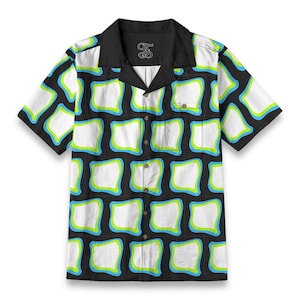 Abstract Checker Psychedelic Square Pattern Button Down Shirt For Summer Gift or Rave