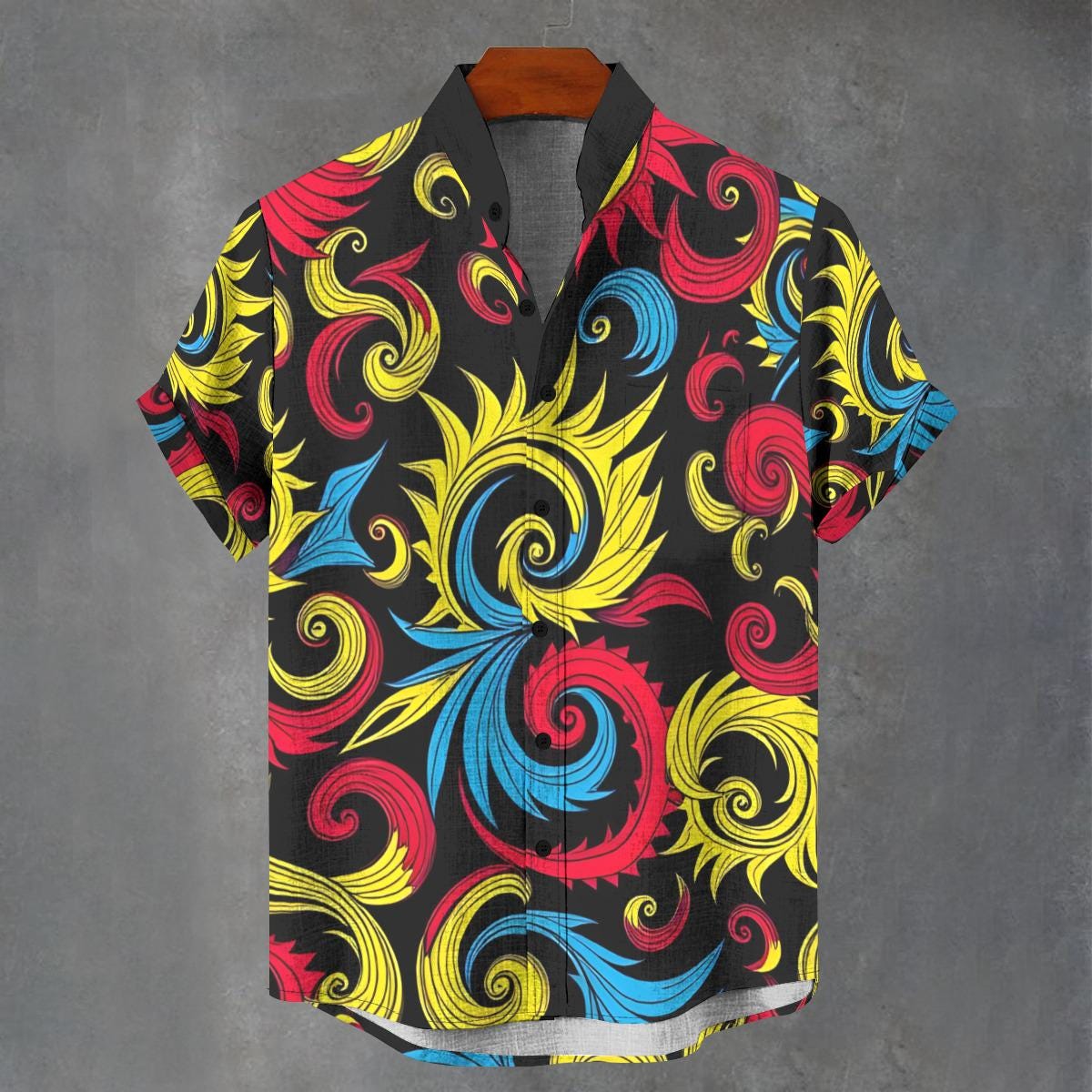 Button Down Mens Shirts - Party Favours Shirt Co - Abstract Scroll Psychedelic Skull Groovy Floral Pattern Shirt - Baroque Print Shirt.