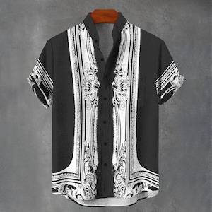 Floral Print Digital Art Party Shirt All Over Flower Print Gift For Him or Her Button Up Mans Button Down Fancy Shirt. &quot;XO&quot; Custom Design.