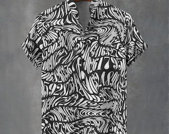 Men's Abstract Numbers Button Down Shirt – Party, Festival