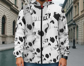 LLUKS - Skull Cotton Twill Hooded Zip up Jacket Abstract Skull