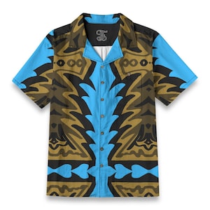 Mens Button Down Summer Shirt Abstract Fancy Shirt Design for Party or Rave