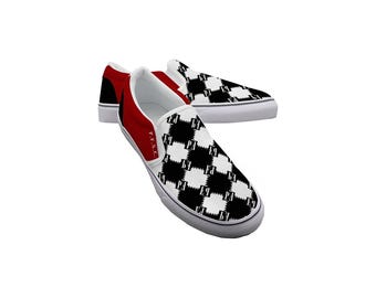 Loafers Canvas Slip On Shoes - Abstract Geometric Summer Casual Style Footwear