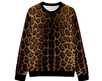 JAGUAR - Crewneck Sweater with Abstract Leopard Print on it. - Party Sweater - Unisex Sweatshirt.