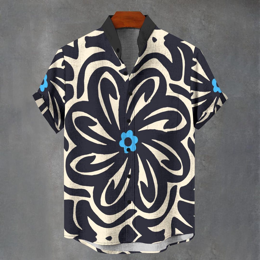 Men's Floral Pattern Button-down Shirt – Abstract Geometric Art - Etsy