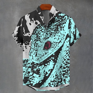 Chemise boutonnée en coton à imprimé animal, peau de serpent, vacances