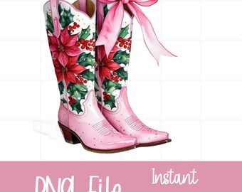 Coquette, Pink Christmas png, Western Christmas designs, Christmas sublimation, Retro Holidays png, Holiday png Christmas Cowgirl
