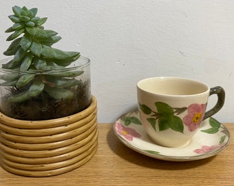 Vintage Franciscan Desert Rose Tea Cup & Saucer, Hand Painted