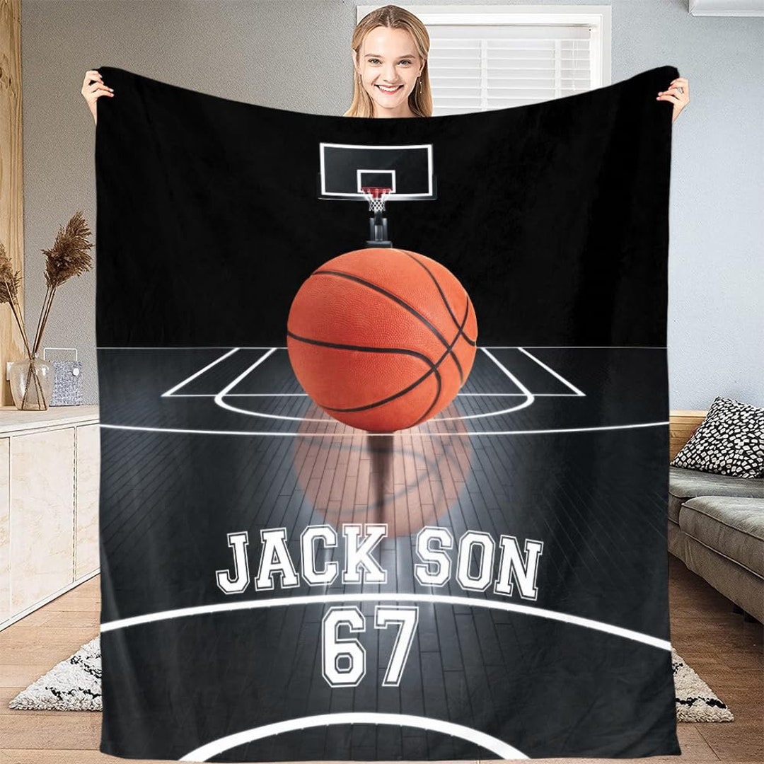 Personalized Basketball Blanket With Your Name Number, Basketball Custom Blanket, Custom Name