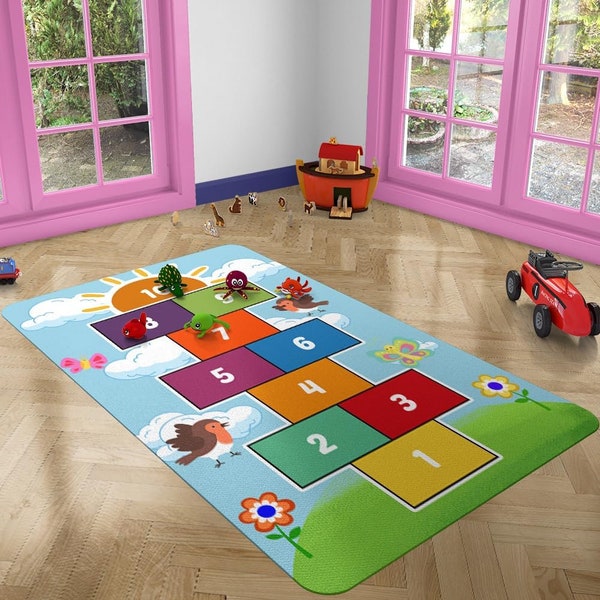 Tapis de chambre d'enfant, tapis de marelle, tapis de salle de jeux d'apprentissage, tapis de salle de classe pour enfant, tapis de marelle pour enfant, tapis de chambre de bébé décor maison de théâtre