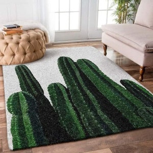 Cactus Green Area Rug, Cactus Carpet For Classroom For Living Room Bedroom Anti-Skid Cactus Rug Carpet Floor Mat Kitchen Rugs, Cactus Gift