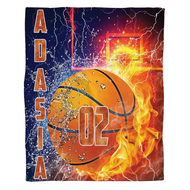 Basketball Custom Name Number Blanket, Basketball Throw Blanket