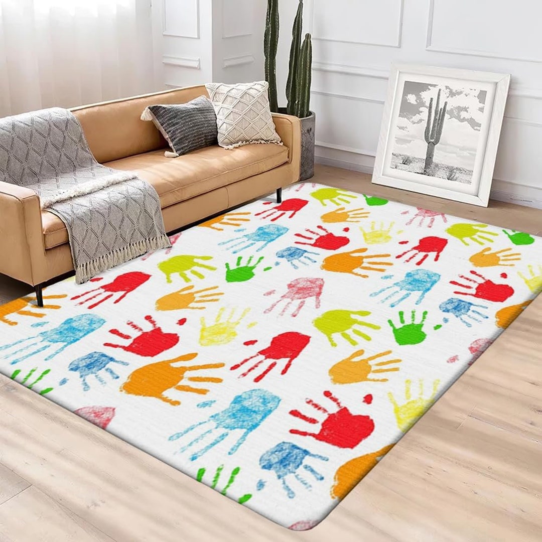 Personalized Handprint Rug Handprint Preschool Rug Handprint Etsy