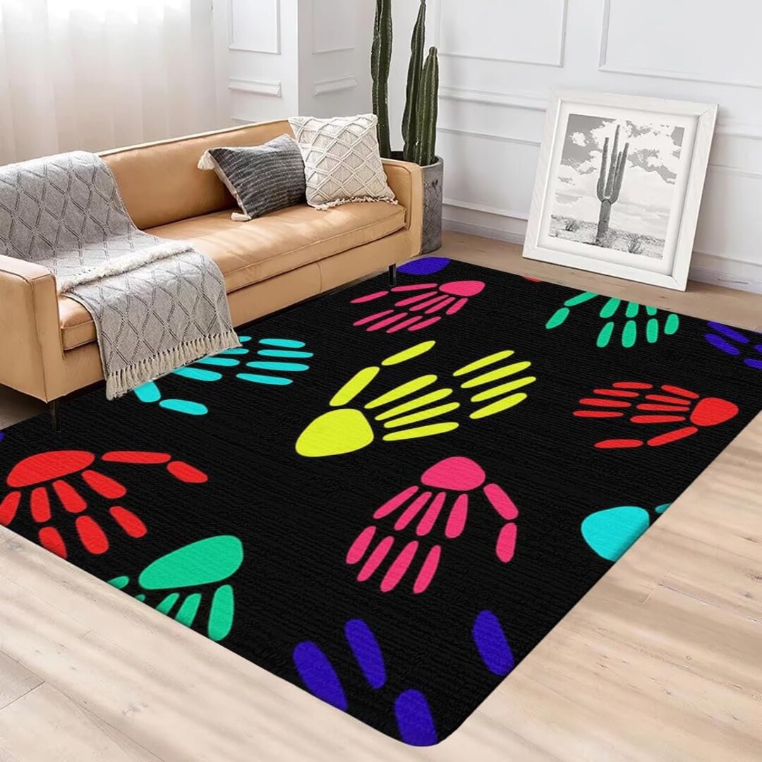 Handprint Area Rug Colorful Handprint Mat Design Handprint Etsy