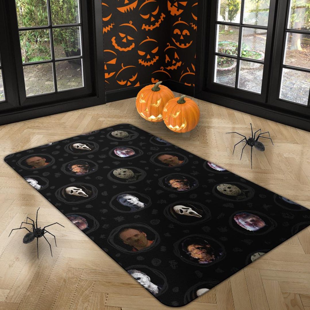 Halloween Horror Characters Rug, Home Theater TV Room, Horror Movie ...