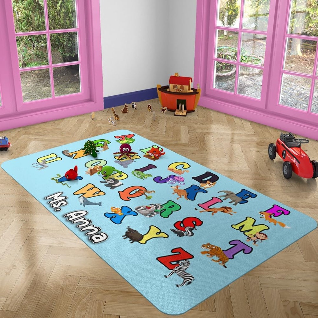 ABC Rug for Classroom Alphabet Rug Kids Rug Learning for Etsy