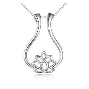 Ring Holder Necklace Rhombus Lotus Flower Pendant Necklace Jewelry Gift